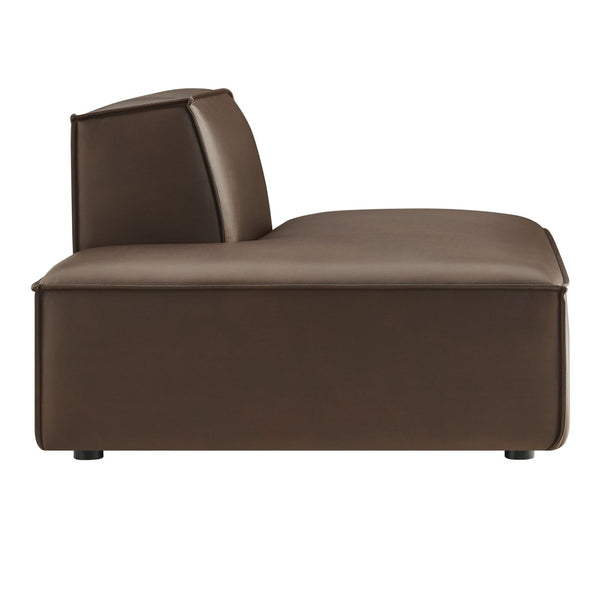 Modway Furniture Restore Modular Faux Leather Armless Chaise with French Piping for Modern Living Rooms Espresso EEI-7387-ESP