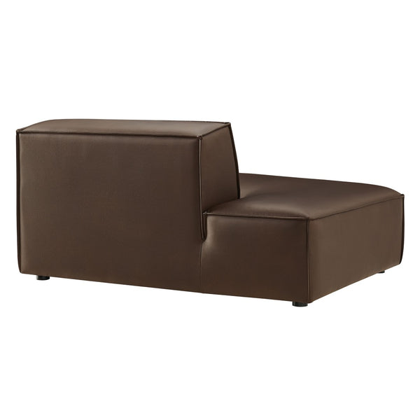 Modway Furniture Restore Modular Faux Leather Armless Chaise with French Piping for Modern Living Rooms Espresso EEI-7387-ESP