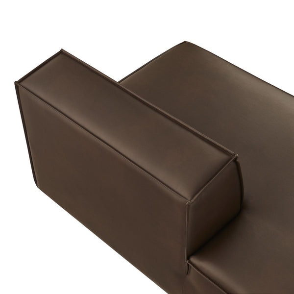 Modway Furniture Restore Modular Faux Leather Armless Chaise with French Piping for Modern Living Rooms Espresso EEI-7387-ESP