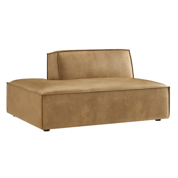 Modway Furniture Restore Modular Faux Leather Armless Chaise with French Piping for Modern Living Rooms Toast EEI-7387-TST