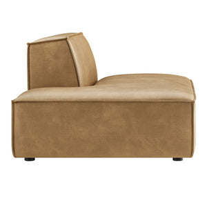 Modway Furniture Restore Modular Faux Leather Armless Chaise with French Piping for Modern Living Rooms Toast EEI-7387-TST