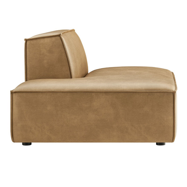 Modway Furniture Restore Modular Faux Leather Armless Chaise with French Piping for Modern Living Rooms Toast EEI-7387-TST