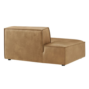 Modway Furniture Restore Modular Faux Leather Armless Chaise with French Piping for Modern Living Rooms Toast EEI-7387-TST