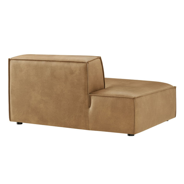Modway Furniture Restore Modular Faux Leather Armless Chaise with French Piping for Modern Living Rooms Toast EEI-7387-TST