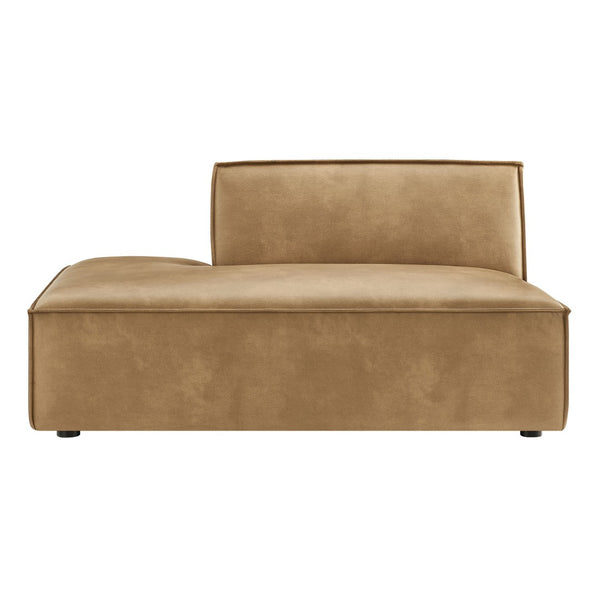 Modway Furniture Restore Modular Faux Leather Armless Chaise with French Piping for Modern Living Rooms Toast EEI-7387-TST