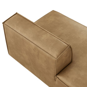 Modway Furniture Restore Modular Faux Leather Armless Chaise with French Piping for Modern Living Rooms Toast EEI-7387-TST