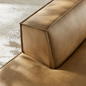 Modway Furniture Restore Modular Faux Leather Armless Chaise with French Piping for Modern Living Rooms Toast EEI-7387-TST