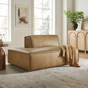 Modway Furniture Restore Modular Faux Leather Armless Chaise with French Piping for Modern Living Rooms Toast EEI-7387-TST
