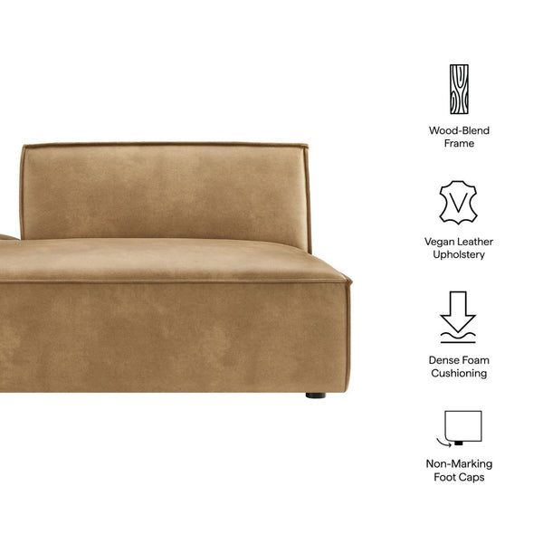 Modway Furniture Restore Modular Faux Leather Armless Chaise with French Piping for Modern Living Rooms Toast EEI-7387-TST