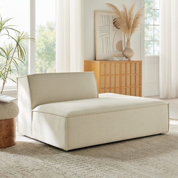 Modway Furniture Restore Modular Right Chaise with Performance Fabric and French Piping for Living Rooms Ecru EEI-7388-ECR