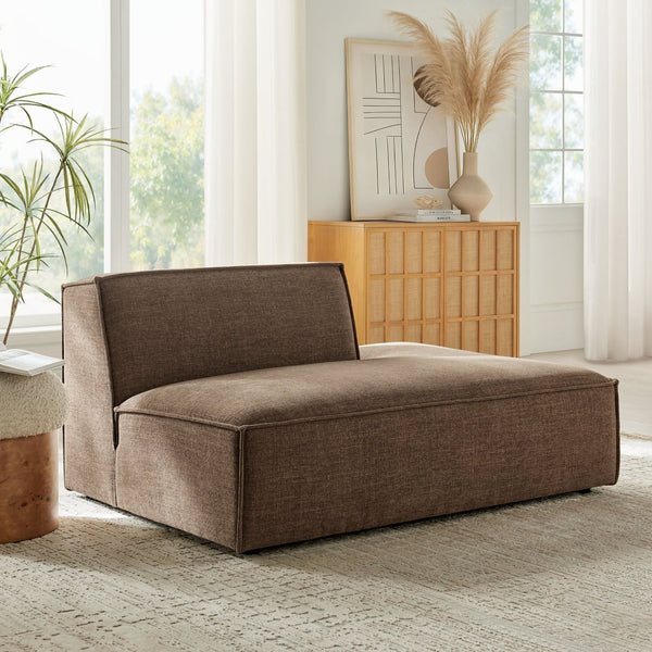 Modway Furniture Restore Modular Right Chaise with Performance Fabric and French Piping for Living Rooms Mocha EEI-7388-MOC