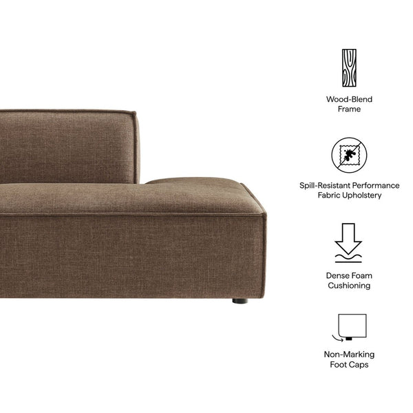 Modway Furniture Restore Modular Right Chaise with Performance Fabric and French Piping for Living Rooms Mocha EEI-7388-MOC