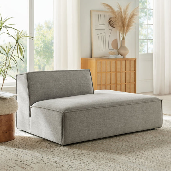 Modway Furniture Restore Modular Right Chaise with Performance Fabric and French Piping for Living Rooms Pewter EEI-7388-PEW
