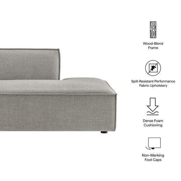 Modway Furniture Restore Modular Right Chaise with Performance Fabric and French Piping for Living Rooms Pewter EEI-7388-PEW