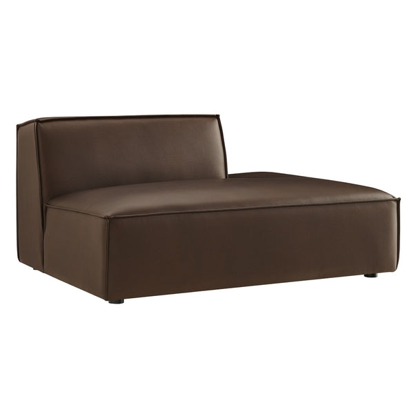 Modway Furniture Restore Modway Vegan Leather Modular Chaise with French Piping for Contemporary Living Espresso EEI-7389-ESP