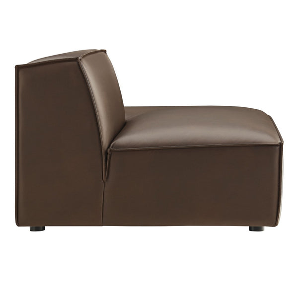 Modway Furniture Restore Modway Vegan Leather Modular Chaise with French Piping for Contemporary Living Espresso EEI-7389-ESP
