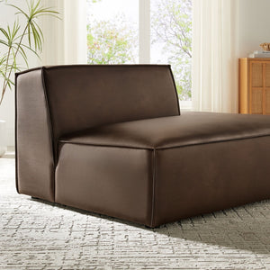 Modway Furniture Restore Modway Vegan Leather Modular Chaise with French Piping for Contemporary Living Espresso EEI-7389-ESP