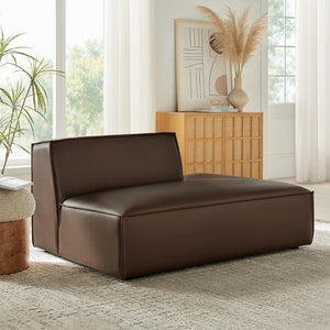Modway Furniture Restore Modway Vegan Leather Modular Chaise with French Piping for Contemporary Living Espresso EEI-7389-ESP