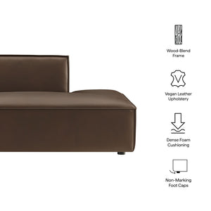 Modway Furniture Restore Modway Vegan Leather Modular Chaise with French Piping for Contemporary Living Espresso EEI-7389-ESP