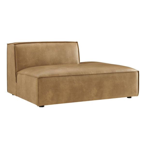 Modway Furniture Restore Modway Vegan Leather Modular Chaise with French Piping for Contemporary Living Toast EEI-7389-TST
