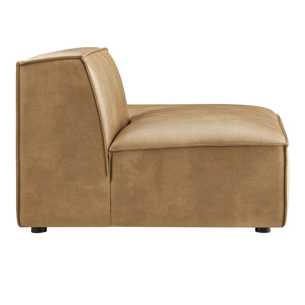 Modway Furniture Restore Modway Vegan Leather Modular Chaise with French Piping for Contemporary Living Toast EEI-7389-TST