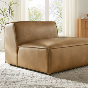Modway Furniture Restore Modway Vegan Leather Modular Chaise with French Piping for Contemporary Living Toast EEI-7389-TST