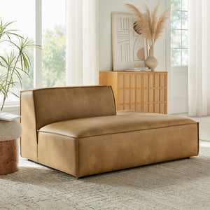 Modway Furniture Restore Modway Vegan Leather Modular Chaise with French Piping for Contemporary Living Toast EEI-7389-TST