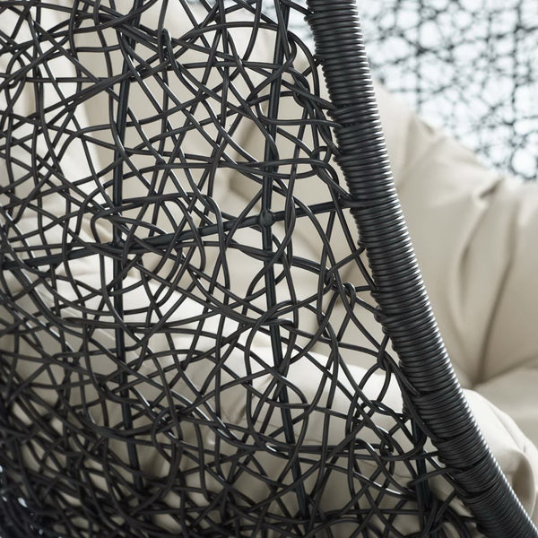 Modway Furniture Encase Swing Outdoor Patio Lounge Chair - Stylish Hanging Seat with Plush Cushions for Relaxation Beige EEI-739-BEI-SET