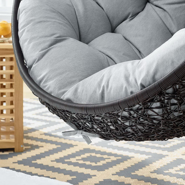 Modway Furniture Encase Swing Outdoor Patio Lounge Chair - Stylish Hanging Seat with Plush Cushions for Relaxation Gray EEI-739-GRY-SET