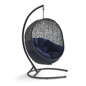 Modway Furniture Encase Swing Outdoor Patio Lounge Chair - Stylish Hanging Seat with Plush Cushions for Relaxation Navy EEI-739-NAV-SET