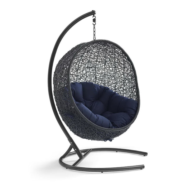 Modway Furniture Encase Swing Outdoor Patio Lounge Chair - Stylish Hanging Seat with Plush Cushions for Relaxation Navy EEI-739-NAV-SET