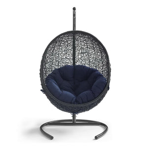Modway Furniture Encase Swing Outdoor Patio Lounge Chair - Stylish Hanging Seat with Plush Cushions for Relaxation Navy EEI-739-NAV-SET