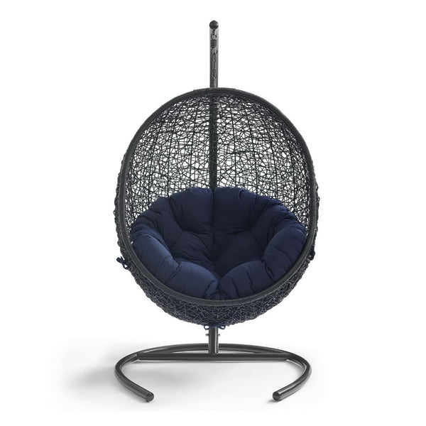 Modway Furniture Encase Swing Outdoor Patio Lounge Chair - Stylish Hanging Seat with Plush Cushions for Relaxation Navy EEI-739-NAV-SET
