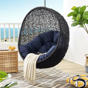 Modway Furniture Encase Swing Outdoor Patio Lounge Chair - Stylish Hanging Seat with Plush Cushions for Relaxation Navy EEI-739-NAV-SET