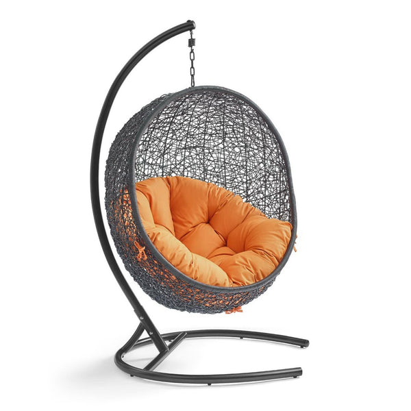 Modway Furniture Encase Swing Outdoor Patio Lounge Chair - Stylish Hanging Seat with Plush Cushions for Relaxation Orange EEI-739-ORA-SET