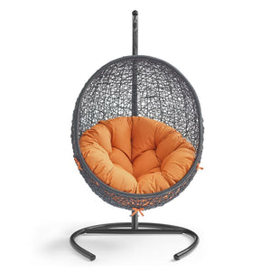Modway Furniture Encase Swing Outdoor Patio Lounge Chair - Stylish Hanging Seat with Plush Cushions for Relaxation Orange EEI-739-ORA-SET