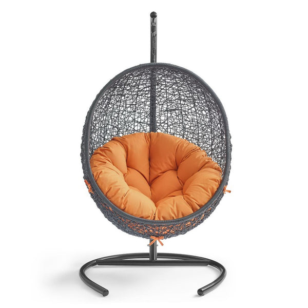 Modway Furniture Encase Swing Outdoor Patio Lounge Chair - Stylish Hanging Seat with Plush Cushions for Relaxation Orange EEI-739-ORA-SET