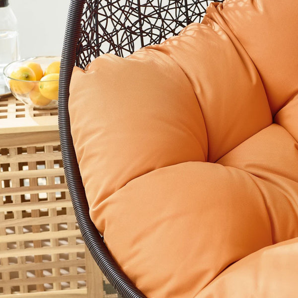 Modway Furniture Encase Swing Outdoor Patio Lounge Chair - Stylish Hanging Seat with Plush Cushions for Relaxation Orange EEI-739-ORA-SET
