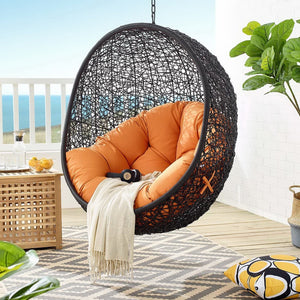 Modway Furniture Encase Swing Outdoor Patio Lounge Chair - Stylish Hanging Seat with Plush Cushions for Relaxation Orange EEI-739-ORA-SET
