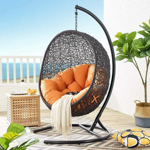 Modway Furniture Encase Swing Outdoor Patio Lounge Chair - Stylish Hanging Seat with Plush Cushions for Relaxation Orange EEI-739-ORA-SET