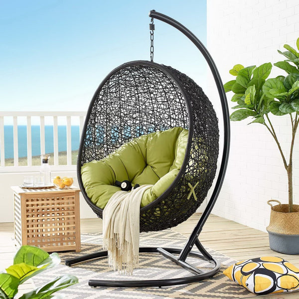 Modway Furniture Encase Swing Outdoor Patio Lounge Chair - Stylish Hanging Seat with Plush Cushions for Relaxation Peridot EEI-739-PER-SET