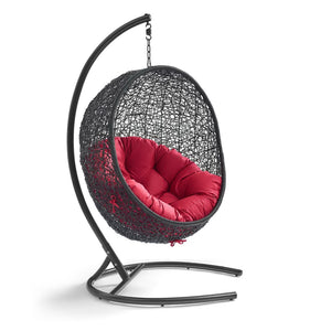 Modway Furniture Encase Swing Outdoor Patio Lounge Chair - Stylish Hanging Seat with Plush Cushions for Relaxation Red EEI-739-RED-SET