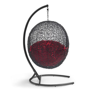 Modway Furniture Encase Swing Outdoor Patio Lounge Chair - Stylish Hanging Seat with Plush Cushions for Relaxation Red EEI-739-RED-SET