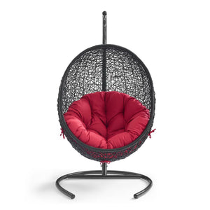 Modway Furniture Encase Swing Outdoor Patio Lounge Chair - Stylish Hanging Seat with Plush Cushions for Relaxation Red EEI-739-RED-SET