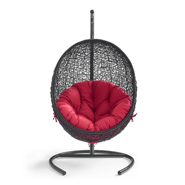 Modway Furniture Encase Swing Outdoor Patio Lounge Chair - Stylish Hanging Seat with Plush Cushions for Relaxation Red EEI-739-RED-SET