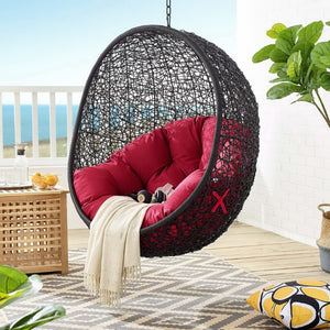 Modway Furniture Encase Swing Outdoor Patio Lounge Chair - Stylish Hanging Seat with Plush Cushions for Relaxation Red EEI-739-RED-SET