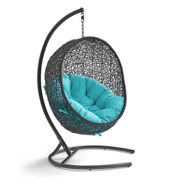 Modway Furniture Encase Swing Outdoor Patio Lounge Chair - Stylish Hanging Seat with Plush Cushions for Relaxation Turquoise EEI-739-TRQ-SET