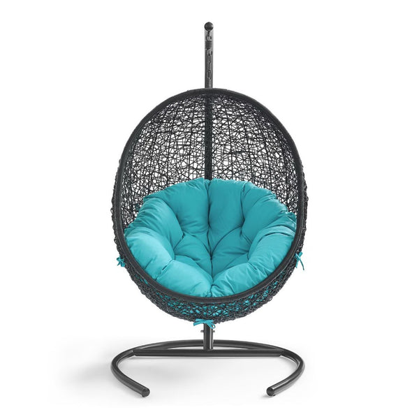 Modway Furniture Encase Swing Outdoor Patio Lounge Chair - Stylish Hanging Seat with Plush Cushions for Relaxation Turquoise EEI-739-TRQ-SET