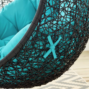 Modway Furniture Encase Swing Outdoor Patio Lounge Chair - Stylish Hanging Seat with Plush Cushions for Relaxation Turquoise EEI-739-TRQ-SET