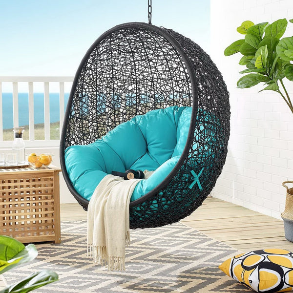 Modway Furniture Encase Swing Outdoor Patio Lounge Chair - Stylish Hanging Seat with Plush Cushions for Relaxation Turquoise EEI-739-TRQ-SET